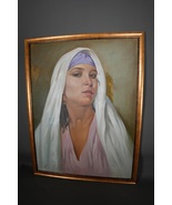 Original Oil on Canvas ” Egyptian Peasant Woman Profile” Artist Nabil An... - $315.22 CAD