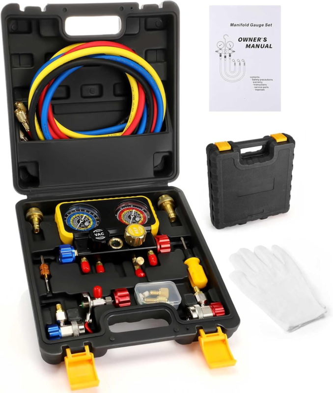  Automotive 4 Way AC Manifold Gauge Set Compatible with R1234YF R134A an... - $129.07
