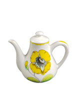 Vintage Mancioli Hand Painted Yellow Poppy Flowers Tea Pot  #61 MM/69 - £19.74 GBP