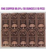 10 Oz, Copper Bullion Bar .999 Fine, Pure Copper Polished Finish, 10 Pcs - $296.01