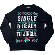 Tipsy Elves Mens Ugly Christmas Sweater Black Single &amp; Ready to Jingle Pullover - £19.88 GBP