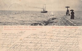 Travemünde Germany . Blick auf die Ostsee vom Norderbollwerk~1901 photo ... - £5.44 GBP
