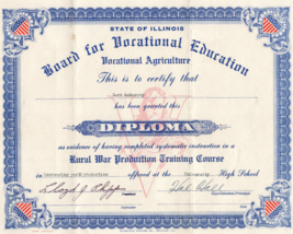 WWII Uncle Sam Rural War Production Diploma And Cover Southern Illinois Normal - £12.54 GBP