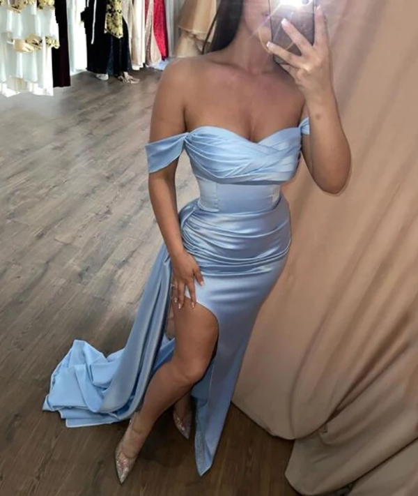 Primary image for Off the Shoulder Sheath Long Elastic Satin Women Evening Dress