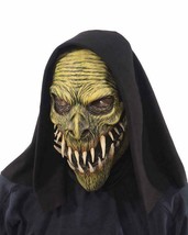 Skull Mask Green Face Black Hood Ghoul Zombie Halloween Grim Reaper Scary M2130 - £53.77 GBP