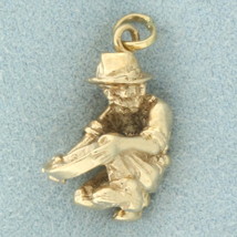 Prospector Gold Miner Panning Charm in 14k Yellow Gold - £406.87 GBP