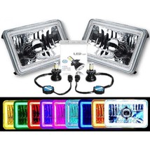 4X6 RGB COB Color Changing Halo 6000K 4000LM LED Headlight H4 Light Bulb Pair - $289.95