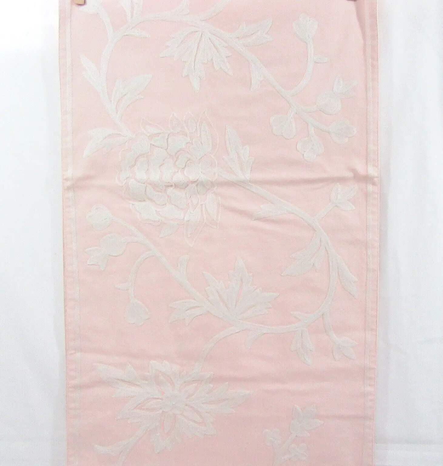 Williams-Sonoma Spring Crewel Embroidery Pink Floral Table Runner - $62.00