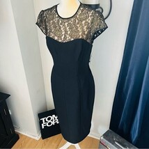 Maggy London Black Stretch Crepe Gold Lace Illusion Dress, Black, Size 8... - $99.00 Maggy London Black Stretch Crepe Gold Lace Illusion Dress, Black, Size 8... - $99.00