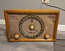1950s Zenith Tube Radio AM/FM Vintage Wooden High Fidelity Wood See Video - $57.09