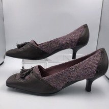 Aerosoles Pink Fabric &amp; Brown Leather Shoes Size 9.5B - £17.33 GBP