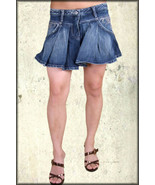 Parasuco Embroidered Jeweled Pleated Denim Womens Mini Skirt Vintage Blu... - £69.20 GBP