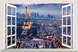 Boodecal Eiffel Tower in Paris Romantic Scenery 3D Fake Window Decorative Decals - £16.43 GBP