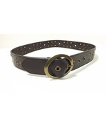 Womens STYLISH DARK BROWN Metal Grommet Belt Size Medium M - £9.45 GBP