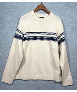 Vtg American Eagle Outfitters Mens Sweater L Cream Knit 100% Lambswool - $24.28