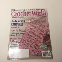 Crochet World Magazine August 2011 Doilies Lunch Bag Shawl Pillow Sweater - $9.88