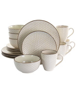 Elama Honey Ivory 16 Piece Stoneware Dinnerware Set in Ivory - $137.21