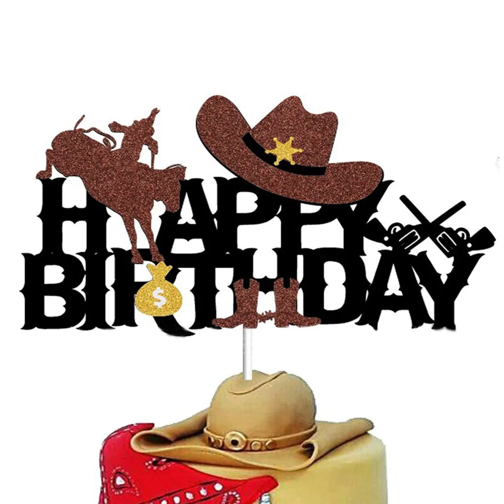 Py birthday cake topper cowgirl helmet boot shooting theme cake decor for western horse thumb200