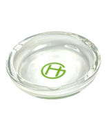GH Monogram Initials Logo Vtg AshTray Glass 3.75 in Coaster Round Green ... - £21.27 GBP