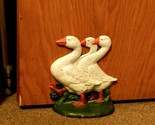 Vintage Cast Iron Door Stop, Three Geese Walking, Marked &quot;CN&quot;, Waterfowl... - $77.42