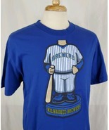 Majestic Milwaukee Brewers Bobblehead T-Shirt Large Blue MLB Bernie Base... - £14.22 GBP