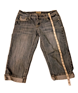 Earl Jean 4P Embellished Medium Blue Denim Capri Cropped Cuffed Women&#39;s - $24.30 CAD