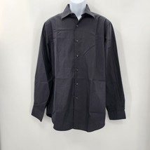 Van Heusen Black Fitted Button Up Long Sleeve Mens Adult Shirt Size Large - £22.54 GBP