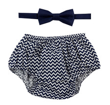 Gentlemen Ties Cake Smash Outfit Boy First Birthday  Bloomers, navy chev... - £9.68 GBP