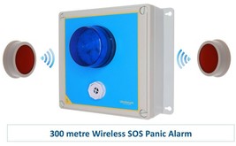 100 Metre Wireless &#39;S&#39; Range Panic &amp; Lockdown Alarm (with adjustable siren) - £316.36 GBP