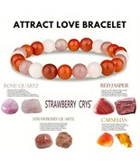 NWT Rose Quartz, Carnelian, Strawberry Quartz &amp; Red Jasper 8mm Gemstone ... - £11.26 GBP