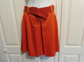 Frankie Morelli Bright Orange Skirt Gilmar Group Italy 40/26 A-Line Red Belt Euc - £23.94 GBP