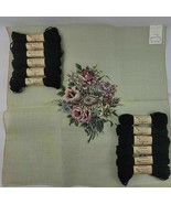 Floral Needlepoint Kit 22&quot; Pillow Petit Point Black Wool Yarn MultiColor... - €68,66 EUR