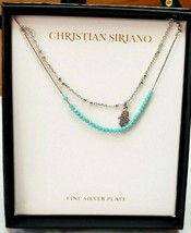 Christian Siriano New York Necklace Silver Plate Ghost Pendant W Blue Beads - £28.52 GBP