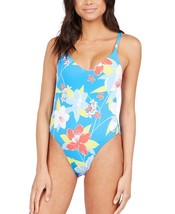 $90 Roxy Juniors&#39; She Just Shines Floral One-Piece Swimsuit Blue Size Large NWOT - £18.27 GBP