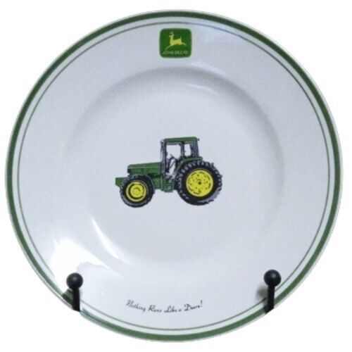 Primary image for Gibson Designs JOHN DEERE 4-Dinner Plates 11 1/8" D Tractor & Words Green Yellow