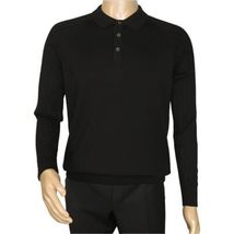 Men's Sweater Knit By BRANGO Turkey Polo Neck Cotton Blend 21228 Black image 5