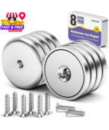 Pack of 8 Neodymium Magnet Cup 100 LBS Pull Force Rare Earth Magnets Fis... - $23.45