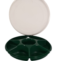 Tupperware Divided Chip n Dip Set Vegetables Fruit Green w/ White Lid - $11.26