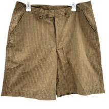 Patagonia Men&#39;s 35 Flat Front Shorts Organic Cotton Blend Tan Striped - £41.11 GBP