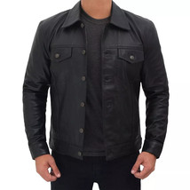 Men&#39;s Black Real Soft Lambskin Leather Shirt New Handmade Casual Stylish... - £84.08 GBP+