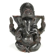 GANESHA STATUE 4.75&quot; Hindu Elephant God HIGH QUALITY Dark Resin Sitting ... - $297.49 MXN
