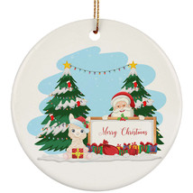 Merry Christmas Cute Alpaca And Santa Ornament Xmas Gift Decor For Animal Lover - £11.78 GBP