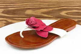 Colin Stuart Sz 7 B White Flip Flop Leather Women Sandals 239450092 - £15.83 GBP