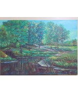 Original painting, acrylic paint on canvas, dimensional landscape of water - £368.84 GBP