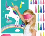 Pin The Horn On The Unicorn Birthday Party Game With 24 Horns For Unicor... - $12.99
