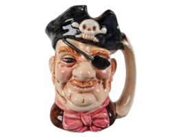 Vintage Japan Ceramic Toby Mug PIRATE Face Skull And Crossbones Artmark - £10.84 GBP