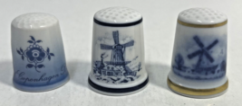 Lot of 3 Thimbles - Denmark Royal Copenhagen &amp; Royal Mosa Porcelain - $10.00