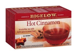 Bigelow HOT CINNAMON Black Tea 18 Count Bold Spice With Sweet Heat 1.23 Oz - £8.68 GBP