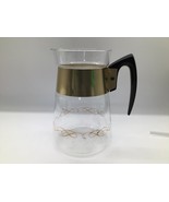 CORNING Glass Coffee Carafe Heat Proof Gold Band Mid Century Swirl Design - $240.25 MXN