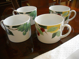 * 4 Studio Nova Orchard Jewels Fruit Design Flat Cups Tea Coffee Pattern... - $21.56